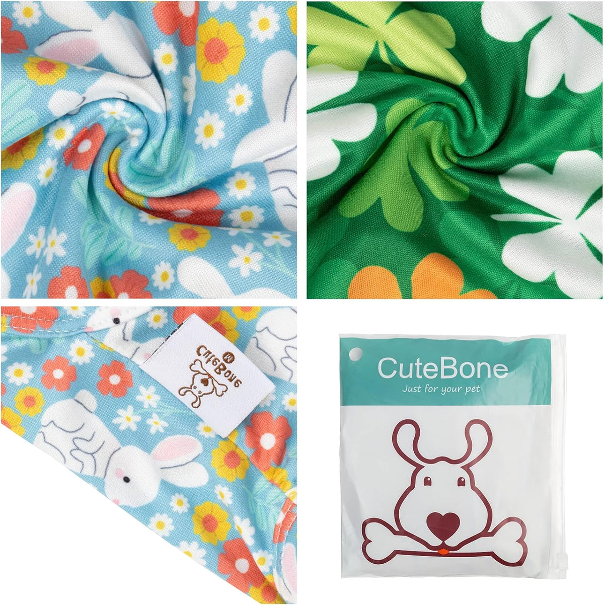 CuteBone Dog Shirts 2-Pack Soft Pet Clothes Breathable Summer Vest - Large / Clovers&rabbits - image 2