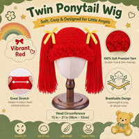 Halloween Cabbage Costume Yarn Wig - Red 3 / Straight Pigtails - image 2