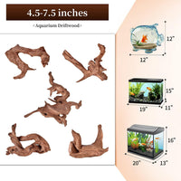majoywoo Natural Driftwood for Aquarium Decor Fish Tank Decor Reptile - Mopani Driftwood 4.5 to 7.5 Inch (Pack of 5) - image 2