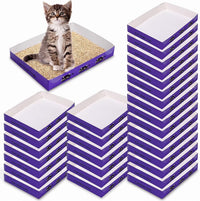 Amyhill 30 Pack Disposable Cat Litter Box Paper Pet Trays - Dark Purple