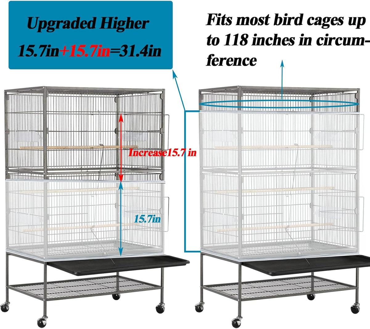 Large Bird Cage Seed Cather - 118*31.5in-White - image 2