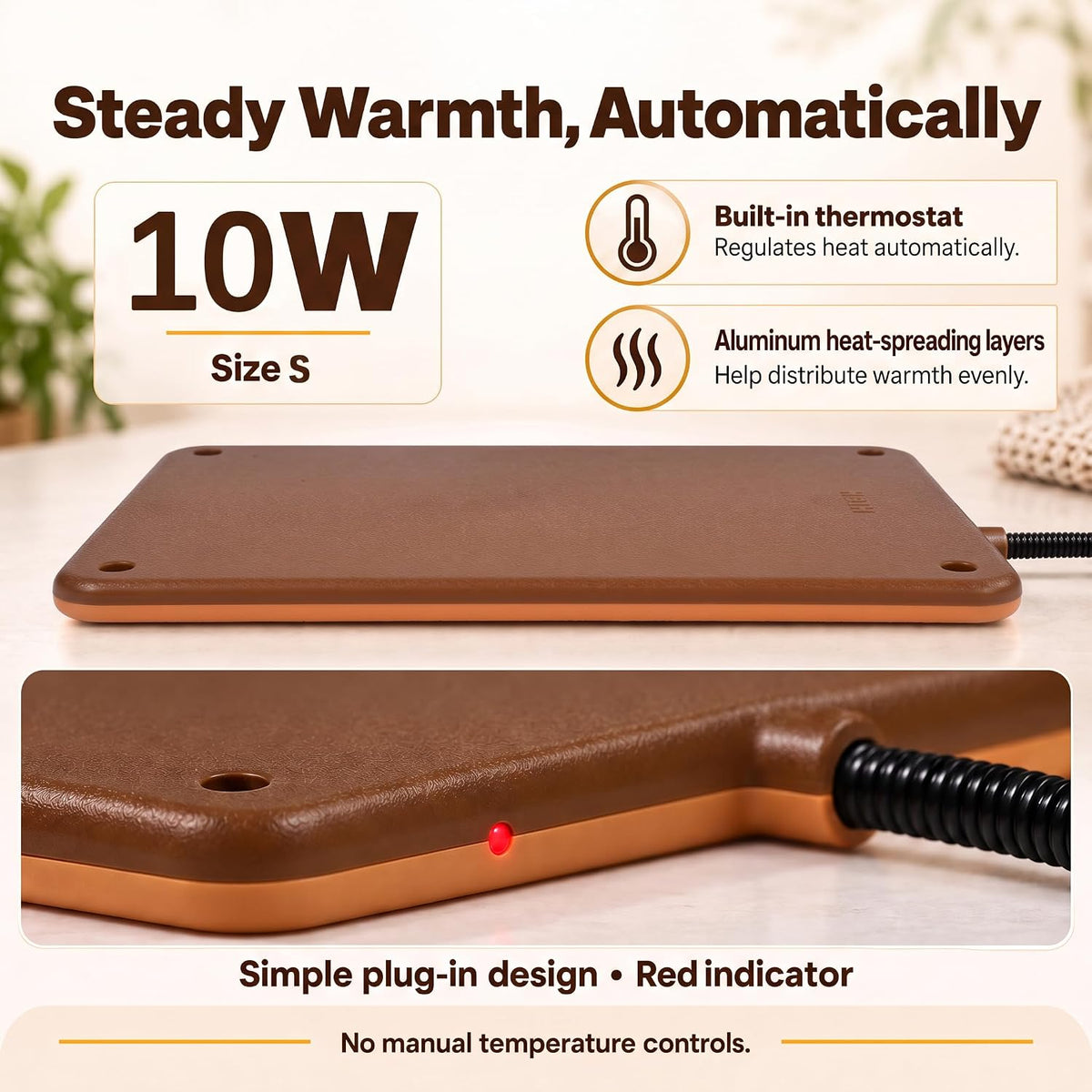 Small Animal Heating Pad, Safety Listed, Thermostatic - S: 9.4" x 6.5" - image 4