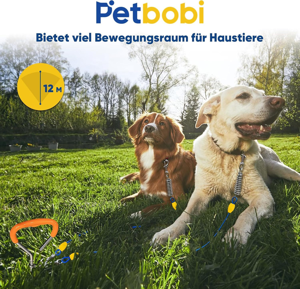 Petbobi Dog Tie Out Cable and Stake - 40 ft (120 lbs) / Blue - image 4