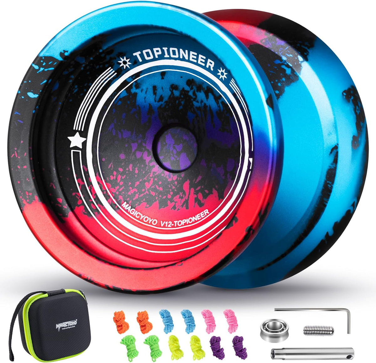 MAGICYOYO V12 Finger Spin Yoyo - Black Blue Red