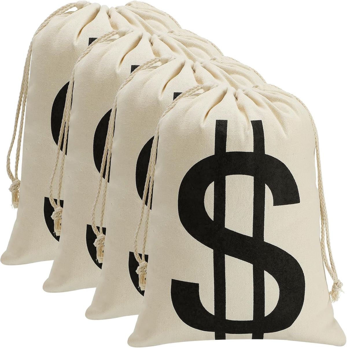 Apipi 4 Pack 6.7" W × 9" H Canvas Money Bags - L-11 x 15 in