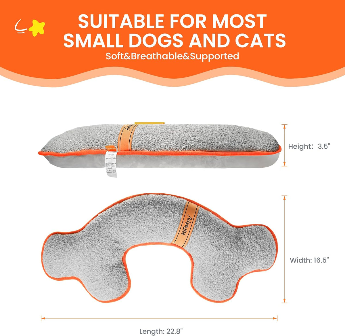 Dog Calming Pillow-Soft Neck Pillow for Dogs - Grey - image 4