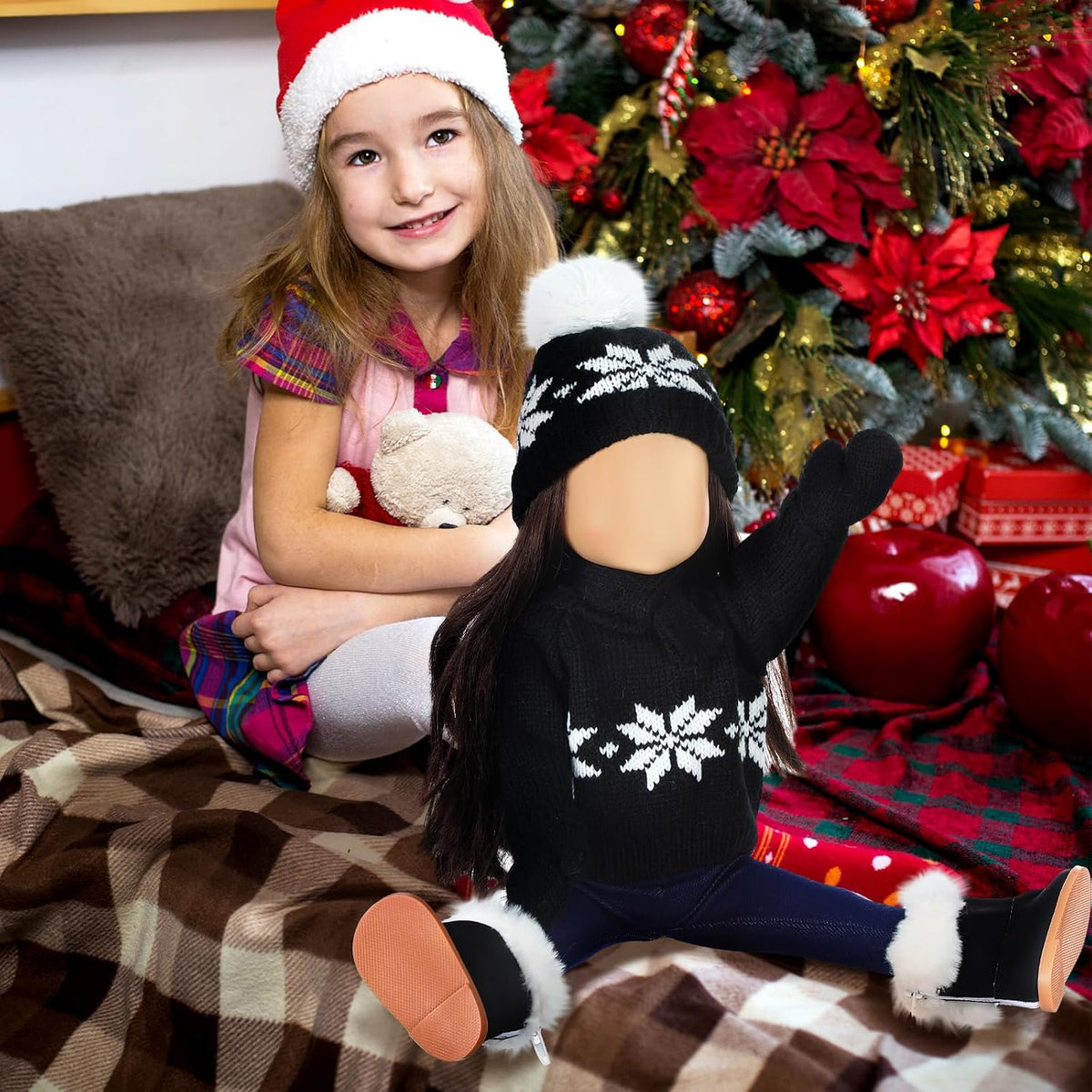 Bencailor Christmas doll clothes for 18 inch dolls in red and white cowgirl style with hat and boots - view 29