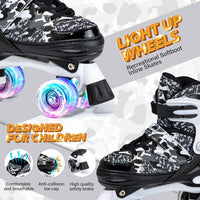 Kuxuan Adjustable Roller Skates with Fun Illuminating Rollerskate - Camo Black / Medium - Big Kid(1-4US) - image 2