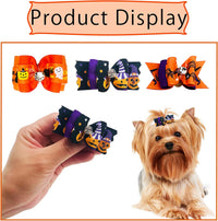 PET SHOW 20pcs Halloween Small Dog Hair Bows with Rubber Bands - 20pcs Halloween - image 3
