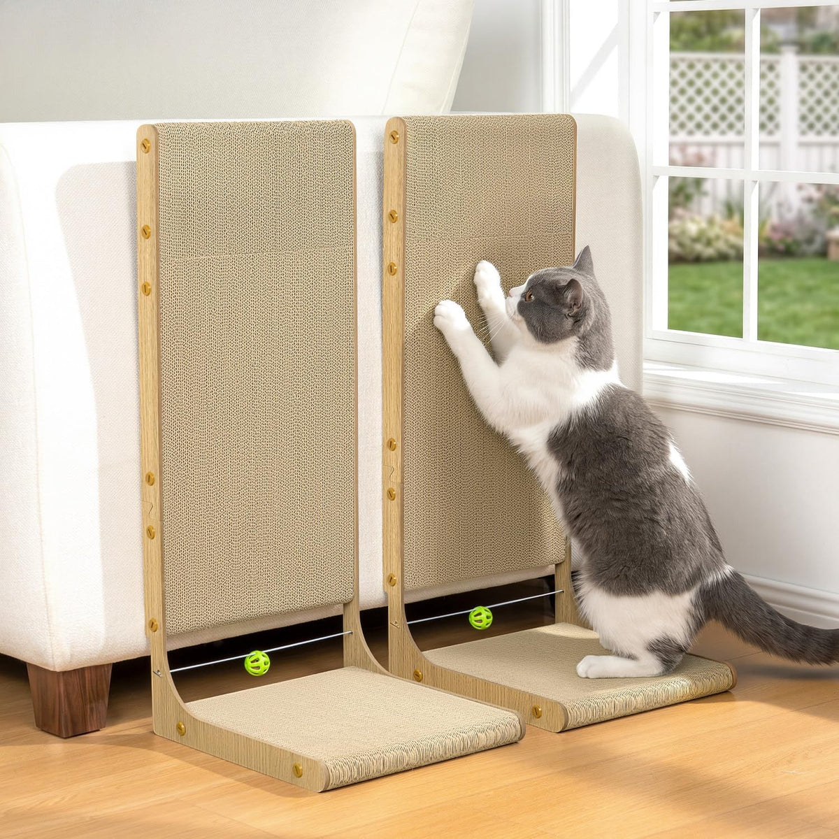 Conlun Cardboard L Shape Cat Scratcher 22" – Essentials for Cats - 26"(2 Pack)