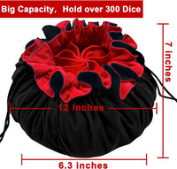 SIQUK Large Dice Bag with Pockets Big Capacity Dice Bag Drawstring - Black & Red - image 3