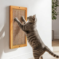 Cat Scratching Post, Wooden Sisal Cats Wall Scratcher - 1 PCS Large Brown