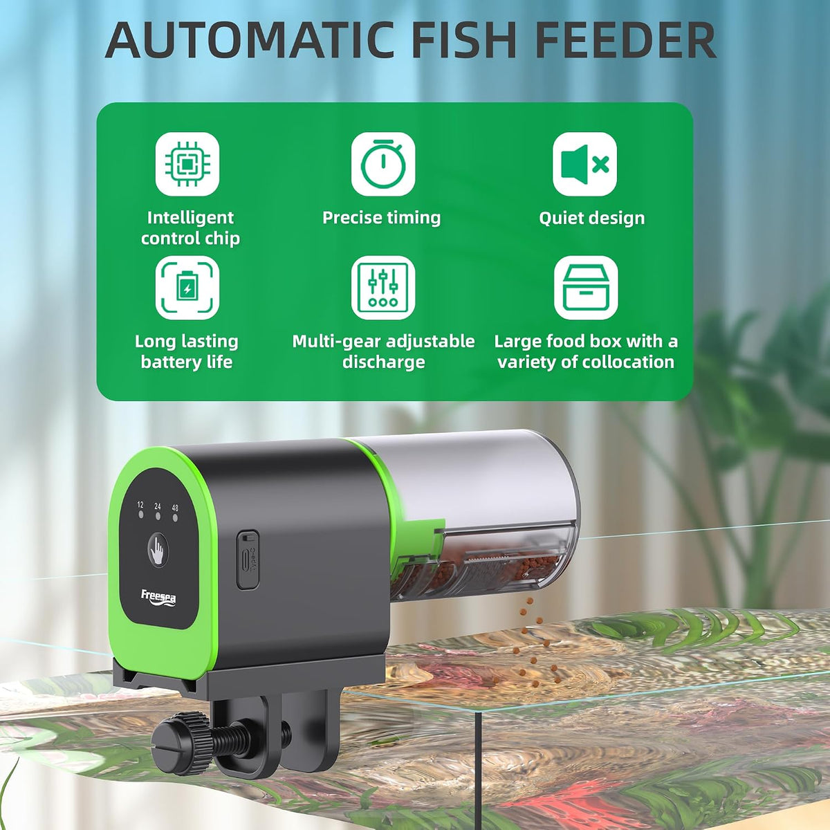 Freesea Automatic Fish Feeder for Aquarium: One-Touch Easy Setup & 3 - FS-32 - image 2