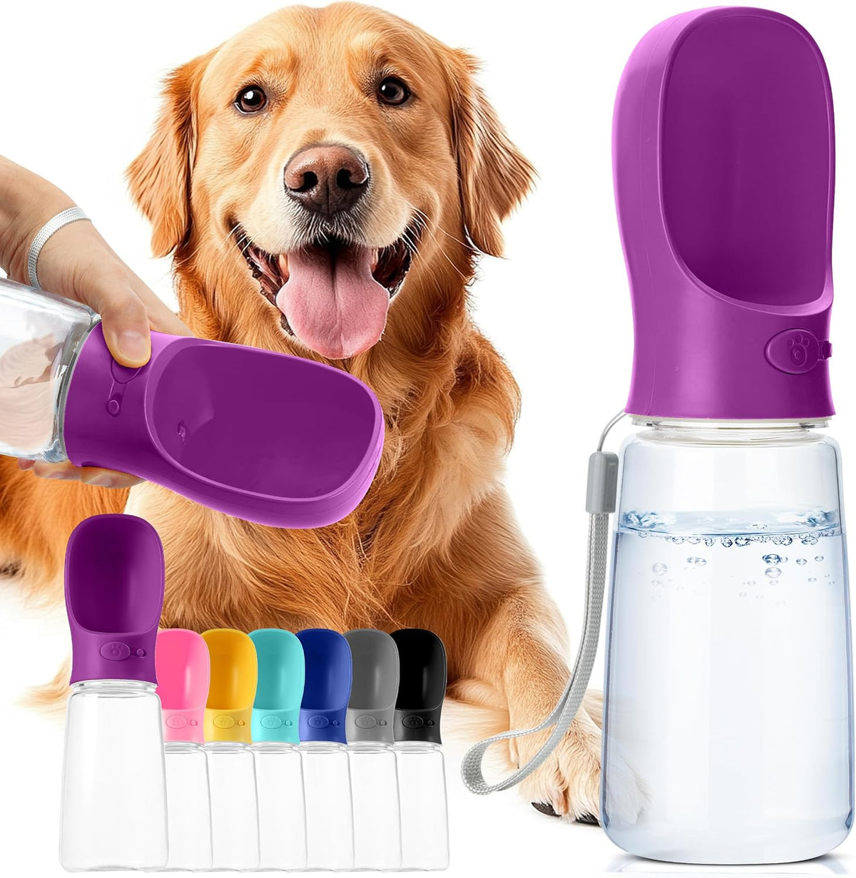 Mr. Pen, Portable Dog Water Bottle - Purple