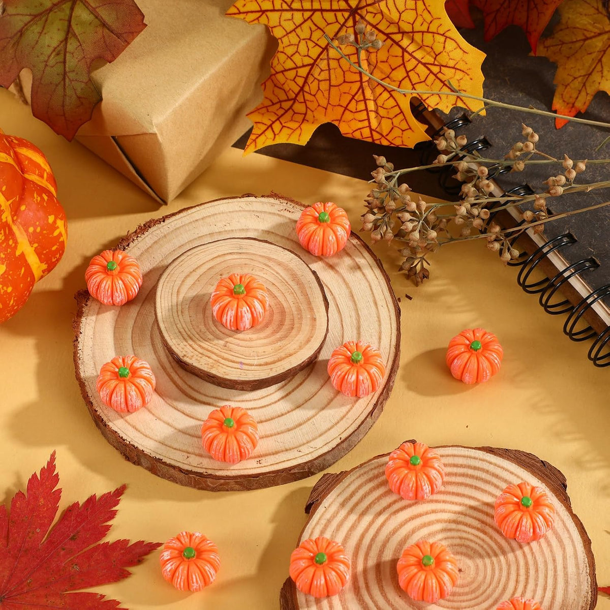 JUNEBRUSHS 50 Pcs Mini Pumpkins Fake Pumpkins Artificial Pumpkins - Pumpkin Style - image 4