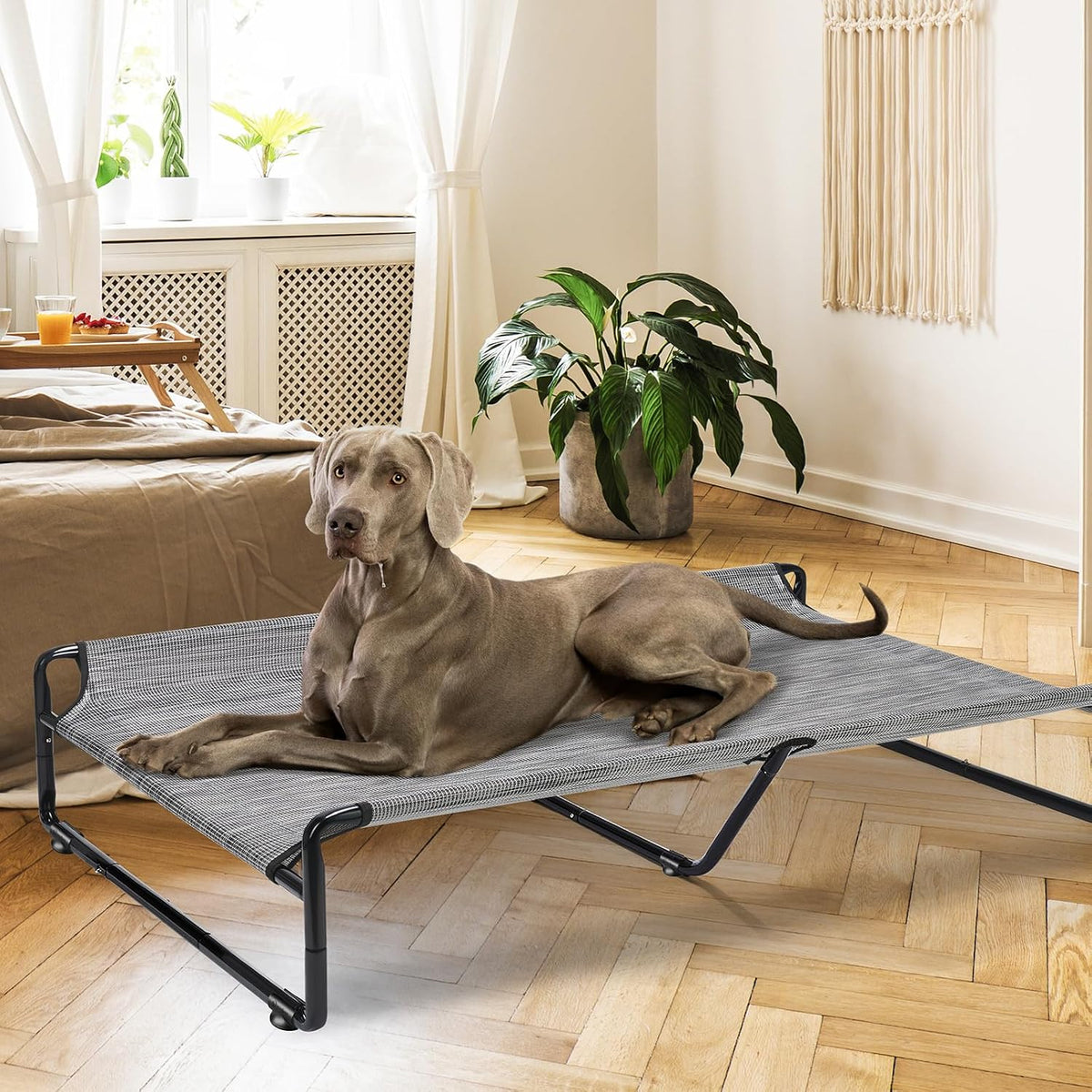 Veehoo Outdoor Elevated Dog Bed - Black Silver / 59.0"L x 35.0"W x 10.6"Th - image 3