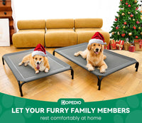 Elevated Dog Bed Raised Outdoor Dog Cot for Large Dogs - L-43.3"L×31.9"W×7.9"Th / Grey - image 4