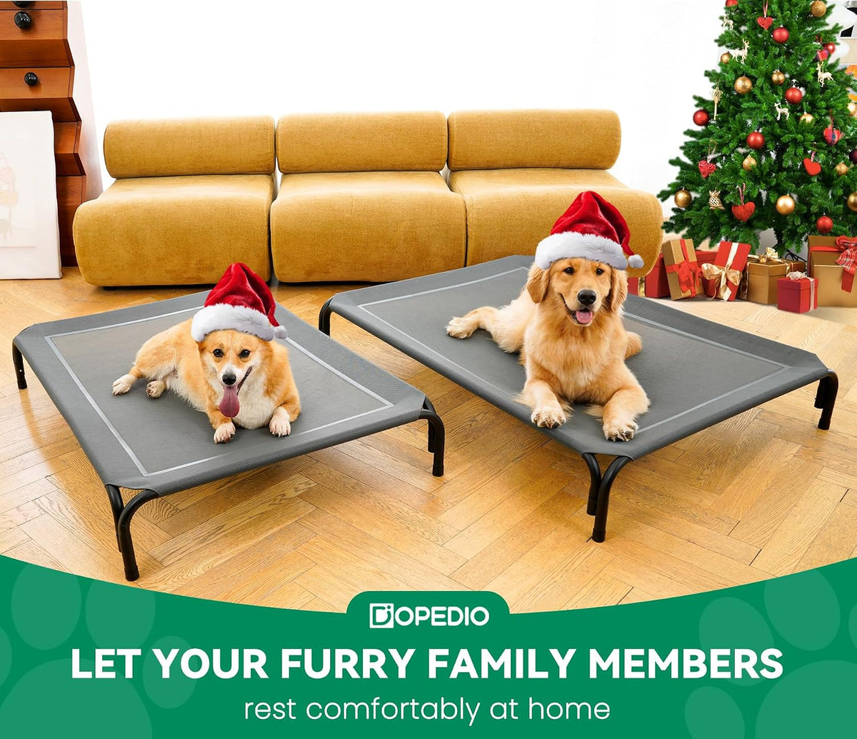 Elevated Dog Bed Raised Outdoor Dog Cot for Large Dogs - L-43.3"L×31.9"W×7.9"Th / Grey - image 4