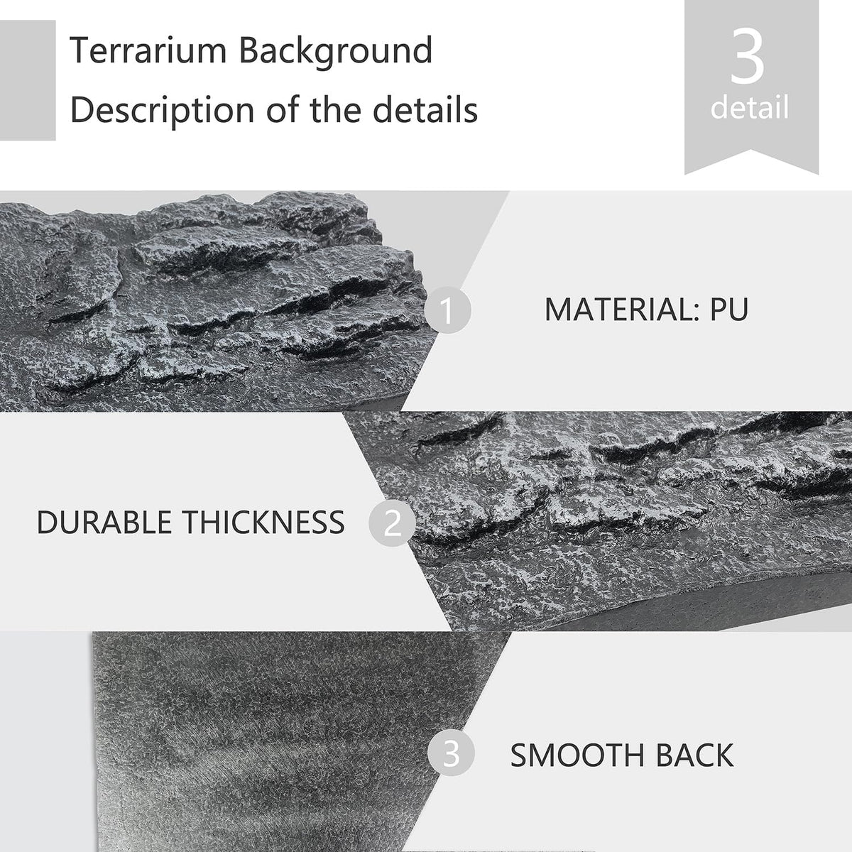4pcs Rock Terrarium Background, 3D Reptile Tank Background Board - grey-11.8"*8.8"（4pcs） - image 3