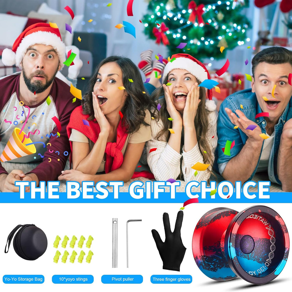 C130 YoYo Professional Responsive Yo yo Bearing for Kids Beginner - Black blue red - image 4