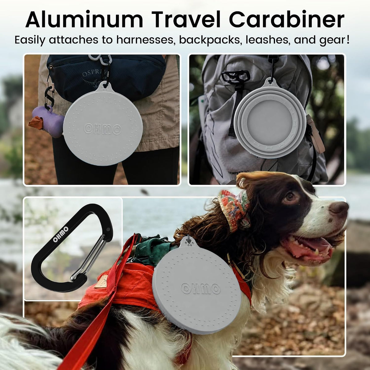 OHMO Spill Proof Collapsible Dog Bowl - 24oz / Ash - image 4