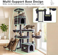 Heybly Cat Tree 72.4-Inch Anti-Tip Cat Tower with Spacious Perches - Smoky Gray / 72.4 inch - image 2
