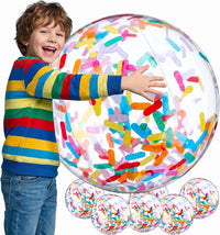 Civaner 10 Pcs Inflatable Glitter Beach Balls 16 Inch - Colorful / Confetti