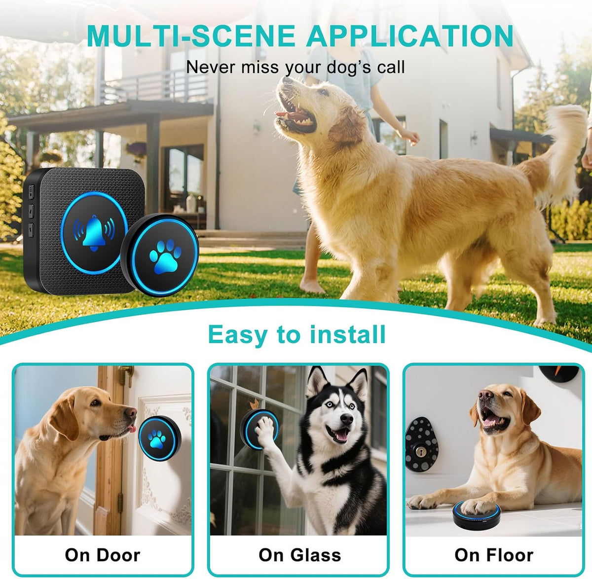 Dog Door Bell for Potty Training - 1 Button - image 3