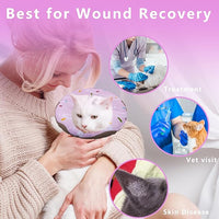 Cat Cone Collar Soft, Adjustable Cat Recovery Collar Kitten Cones to Stop Licking, Cute Donut Collar After Surgery, Cats Neck Pillow Cone Elizabethan Cones of Shame (Waterproof Purple, Medium)