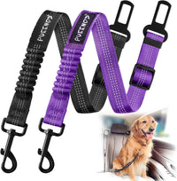 2 Pack Dog Seat Belt Adjustable Dog Car Seatbelts for Vehicle Nylon - Black + Purple