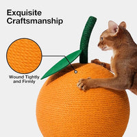 VETRESKA Orange Cat Scratching Post, Cute Cat Scratcher with Sisal Rope, Vertical Cat Scratch Post for Indoor Cat and Kitten, Cat Scratching Ball