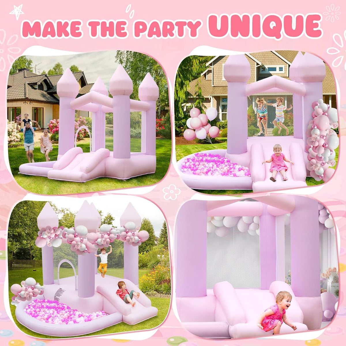 FBSPORT white bounce house with slide, ball pit and blower - view 7