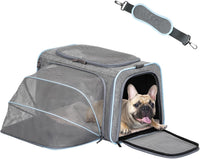 Petsfit Medium Expandable Cat Carrier for Air Travel - 19.0"L x 12.0"W x 12.0"H / Light Gray