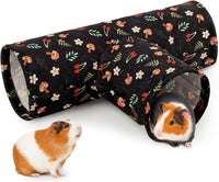 Bienbee Guinea Pig Tunnel, 3 Way Washable Guinea Pig Hideout - Black Mushroom / 3-Way