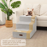 Dog Stairs for Small Dogs & Cats - Light Grey / Wider 3-Step 15.7" H - image 2