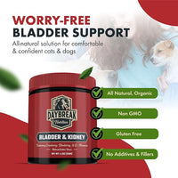Bladder and Kidney Relief for Dogs & Cats by Daybreak Nutrition | Powder Cranberry Supplement for Dogs and Cat for UTI Treatment & Urinary Support | Dog & Cat Urinary Tract Infection Remedy Supplement