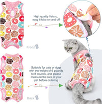 4 Pieces Cat Recovery Suits Body Wraps Breathable Kittens Recovery Clothes for Cats Small Dogs Abdominal Weaning(Banana, Football, Strawberry, Donut,S)