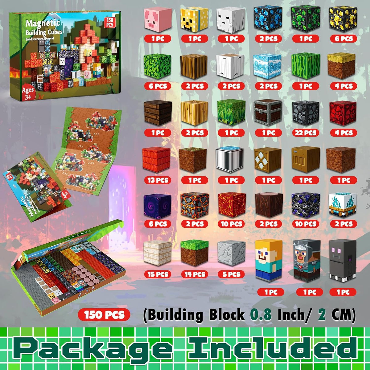 Magneverse Magnetic Blocks, Magnet Building Cubes for Boys Girls - Portal / 150 pcs - image 4