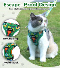 Cat Harness and Leash Set, Escape Proof Kitten Harness, Black - H604 Pro Green Monster / Small (7-12lb) - image 2