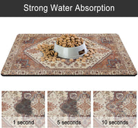 Dog Food Mat for Floors, Absorbent Pet Cat Food Bowl Mat - Bohemia / 20"L x 12"W - image 2