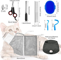 9 Pcs Cat Bathing Bag Set Cat Shower Bag - Blue, Gray - image 2