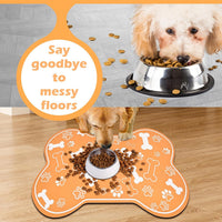 Dog Cat Food Mat, Rapid Absorbent Pet Feeding Mat - 29"L x 17"W / Bone Shaped Orange - image 4