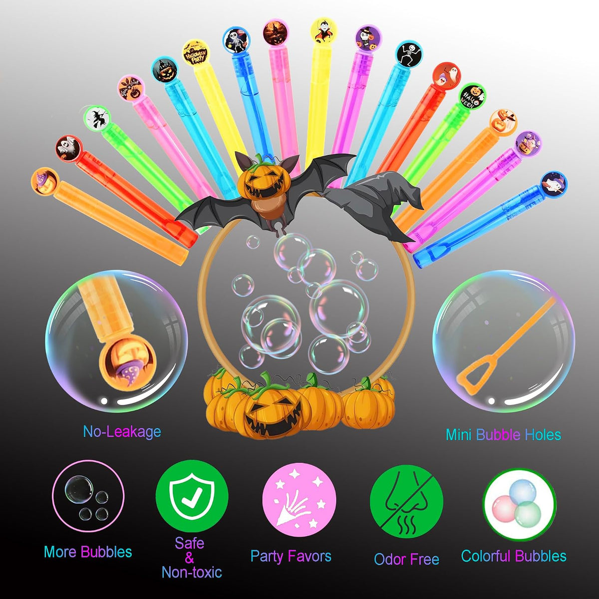 ritastar 32 mini bubble wands with Halloween designs in a gift box - view 17