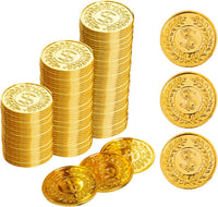Vonokee 120 plastic gold pirate coins with skull and ship designs