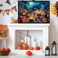 Funny Dog Pizza Jigsaw Puzzles, Food Kitchen - Halloween Witchfire Hearth - image 4