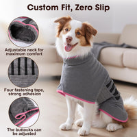 Microfiber Dog Bathrobe, Super Absorbent Dog Drying Coat – Essentials for Dogs - Pink / X-Large - image 2