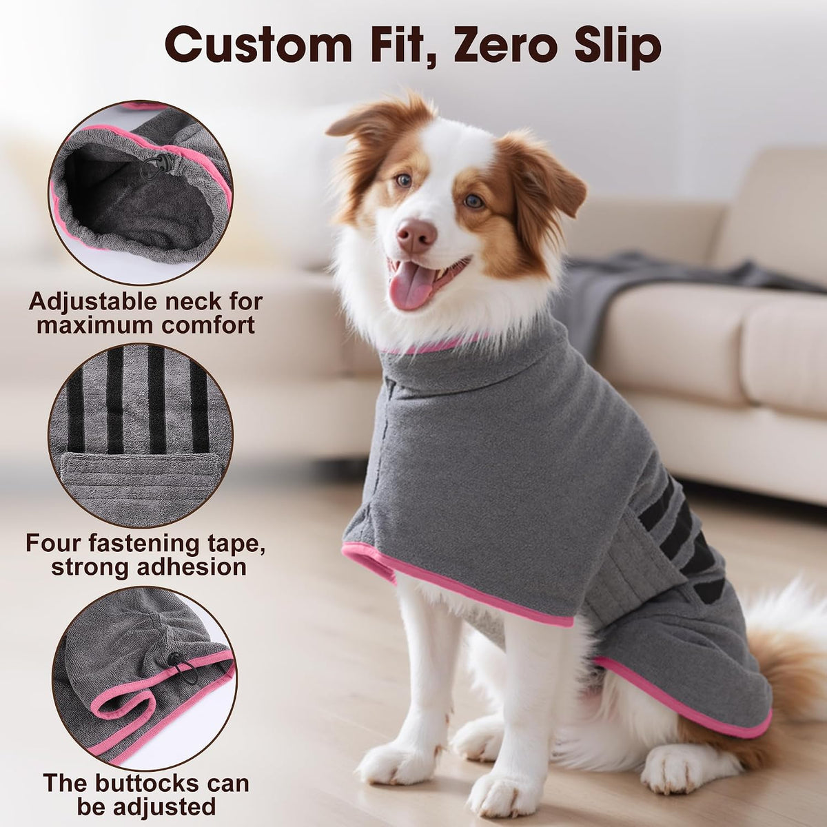 Microfiber Dog Bathrobe, Super Absorbent Dog Drying Coat – Essentials for Dogs - Pink / X-Large - image 2