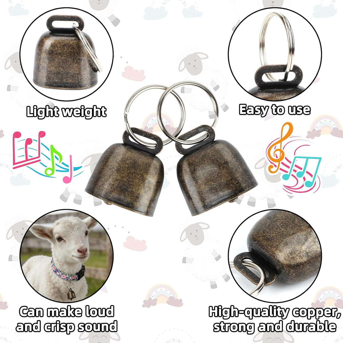 5 Pack Reflective Goat Collars with Bells, Anti-Lost Pet Collar - Floral Pattern - image 4