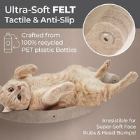Wall Mounted Cat Hammock Bed by Pryde Pets - Floating Perch Curved Shelf, 100% Sustainable PET Felt Feline Enrichment Climber Furniture for Indoor Cats, Modern Climbing Gym Jungle Design (Oatmeal)