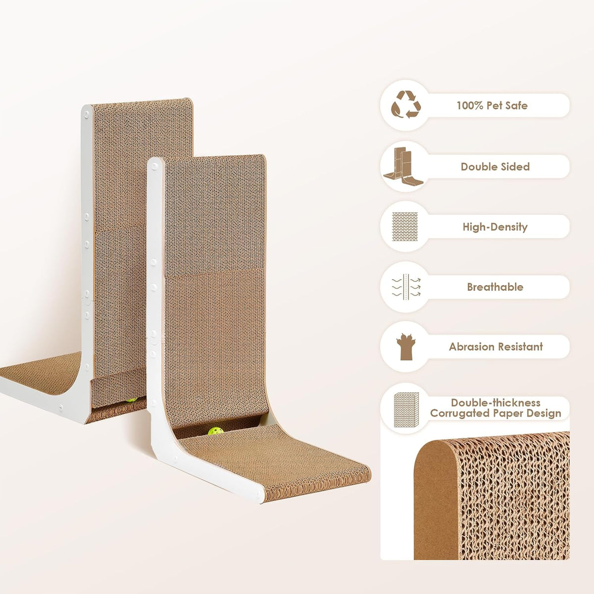 EHEYCIGA Cardboard Cat Scratcher for Indoor Cats - White / 17x13.1x32 - image 2